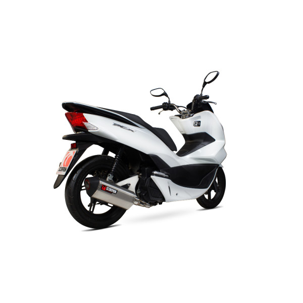 Scorpion Exhaust Honda PCX125 2014 - 2016 Serket Parallel Full System Brushed Stainless Steel Sleeve